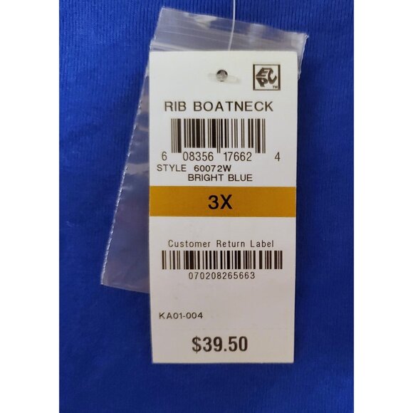 KAREN SCOTT WOMAN RIB BOATNECK SWEATER BRIGHT BLUE SIZE 3X NWT - Picture 5 of 6